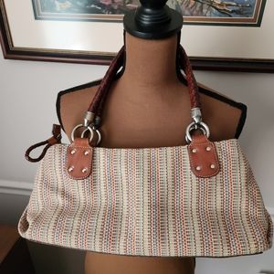 Authentic Fossil 1954 fabric & leather purse EUC